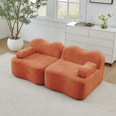 ACKERMAN Canapé Sans Ossature Modulaire 2 Places, Forme Ondulée, Coussins D'Assise Profonds, Coussin D'Accoudoir Amovible, Pour Salon Et Appartement, Aucun Montage Requis, Orange - Publicité ACKERMAN Canapé Sans Ossature Modulaire 2 Places, Forme Ondulée, Coussins D'Assise Profonds, Coussin D'Accoudoir Amovible, Pour Salon Et Appartement, Aucun Montage Requis, Orange - Publicité