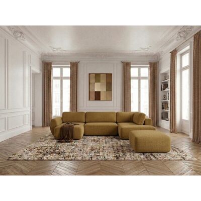 Bobochic - Canapé Panoramique Convertible Coffre Denise Tissu Texturé Avec Pouf Angle Gauche Jaune - Publicité Bobochic - Canapé Panoramique Convertible Coffre Denise Tissu Texturé Avec Pouf Angle Gauche Jaune - Publicité