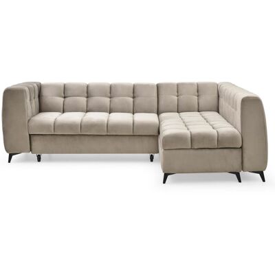 MENZZO Canapé D'Angle Convertible Chessy Velours Taupe - Publicité MENZZO Canapé D'Angle Convertible Chessy Velours Taupe - Publicité