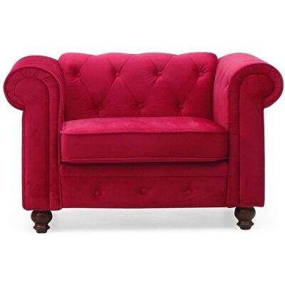 MENZZO Grand Fauteuil Chesterfield Velours Rouge - Publicité MENZZO Grand Fauteuil Chesterfield Velours Rouge - Publicité