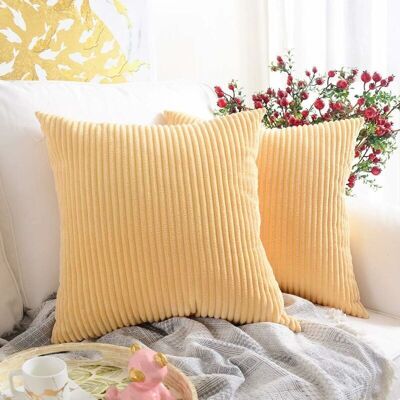 OEM 45cm Coussin Et Housse De Coussin Rayé Jaune Clair Lot De 2, Velours Côtelé Doux Décoratif Carré Housse De Coussin Housses De Coussin Taie D'Oreiller, Décorations De Maison Pour Canapé Canapé Lit Chai - Publicité OEM 45cm Coussin Et Housse De Coussin Rayé Jaune Clair Lot De 2, Velours Côtelé Doux Décoratif Carré Housse De Coussin Housses De Coussin Taie D'Oreiller, Décorations De Maison Pour Canapé Canapé Lit Chai - Publicité