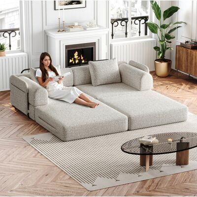 BEAOK Canapé Convertible En Chenille Kaki 2-en-1 1 Place Avec Rangement Dans L’accoudoir - Publicité BEAOK Canapé Convertible En Chenille Kaki 2-en-1 1 Place Avec Rangement Dans L’accoudoir - Publicité