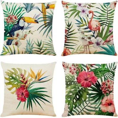 FANGMEDIA Housse De Coussin 45x45 Vert Taies Modèle D'Un Côté D'Oreiller En Lin Coussins De Canapé Décoratifs Lot De 4 Tropical Housses De Coussin Décoratives Moderne - Publicité FANGMEDIA Housse De Coussin 45x45 Vert Taies Modèle D'Un Côté D'Oreiller En Lin Coussins De Canapé Décoratifs Lot De 4 Tropical Housses De Coussin Décoratives Moderne - Publicité