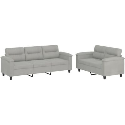 Maison Exclusive - Ensemble De Canapés 2 Pcs Coussins Gris Clair Tissu Microfibre - Publicité Maison Exclusive - Ensemble De Canapés 2 Pcs Coussins Gris Clair Tissu Microfibre - Publicité