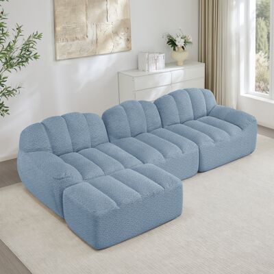 ACKERMAN Canapé Modulaire En L 3 Places Avec 1 Pouf, Canapé Sans Ossature En Mousse Haute Densité 32d, Assise Profonde, Idéal Pour Salon, Tissu Doux, Bleu - Publicité ACKERMAN Canapé Modulaire En L 3 Places Avec 1 Pouf, Canapé Sans Ossature En Mousse Haute Densité 32d, Assise Profonde, Idéal Pour Salon, Tissu Doux, Bleu - Publicité