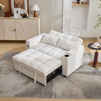 Canapé Convertible 4 Places – Dossier Réglable – Port Usb Intégré – Rangement Sous Repose-pieds – Structure Robuste En Mdf – Acavallo - Publicité Canapé Convertible 4 Places – Dossier Réglable – Port Usb Intégré – Rangement Sous Repose-pieds – Structure Robuste En Mdf – Acavallo - Publicité