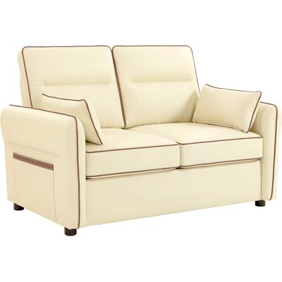 VIVACASA Canapé 2 Places Beige Similicuir Rembourrage Épais Poche Latérale 136x81x90 Cm, Canapé Classique Confortable - Publicité VIVACASA Canapé 2 Places Beige Similicuir Rembourrage Épais Poche Latérale 136x81x90 Cm, Canapé Classique Confortable - Publicité