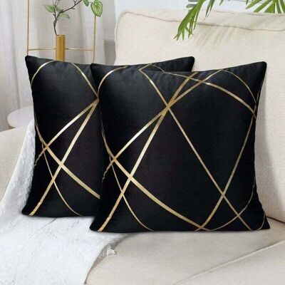 OEM Lot De 2 Canapés Noirs (sans Coussin) Housse De Coussin En Velours 45 X 45 Cm Coussins Housses De Coussin Décoratives Lignes Dorées Coussins Géométriques Salon Chambre À Coucher Ottoman Housses De Cou - Publicité OEM Lot De 2 Canapés Noirs (sans Coussin) Housse De Coussin En Velours 45 X 45 Cm Coussins Housses De Coussin Décoratives Lignes Dorées Coussins Géométriques Salon Chambre À Coucher Ottoman Housses De Cou - Publicité