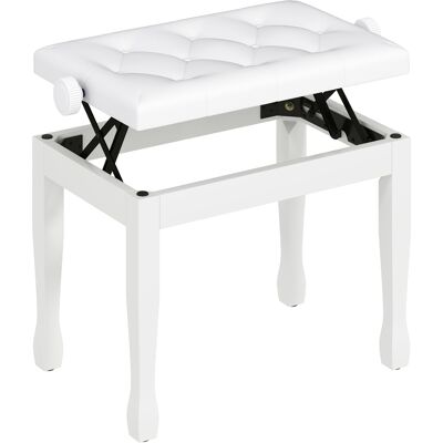 MRTRS Tabouret/banc De Piano Réglable En Hauteur Avec Coussin En Similicuir Pour Piano Et Clavier, 64 X 35 X 45-55 Cm, Blanc - Publicité MRTRS Tabouret/banc De Piano Réglable En Hauteur Avec Coussin En Similicuir Pour Piano Et Clavier, 64 X 35 X 45-55 Cm, Blanc - Publicité