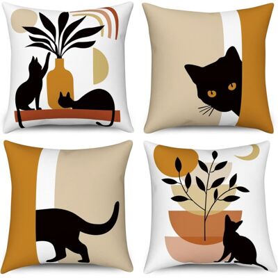 OEM Taies D’oreiller Boho 40x40 Cm – Lot De 4 En Lin Naturel Imprimé Chat Noir, Plante, Soleil & Lune – Style Moderne Et Minimaliste - Publicité OEM Taies D’oreiller Boho 40x40 Cm – Lot De 4 En Lin Naturel Imprimé Chat Noir, Plante, Soleil & Lune – Style Moderne Et Minimaliste - Publicité