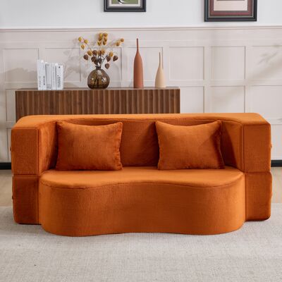 ACKERMAN Grand Canapé D'Angle, Canapé-lit Futon Entièrement Compressé, Sans Montage, Canapé-lit Pliable, Adapté Pour Salon, Salon, Chambre Et Autres Espaces, Orange - Publicité ACKERMAN Grand Canapé D'Angle, Canapé-lit Futon Entièrement Compressé, Sans Montage, Canapé-lit Pliable, Adapté Pour Salon, Salon, Chambre Et Autres Espaces, Orange - Publicité