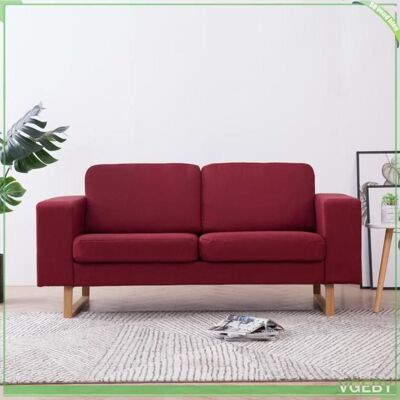OEM Canapé 2 Places - 281393 - Rouge Bordeaux - Tissu Polyester - Cadre Bois - Publicité OEM Canapé 2 Places - 281393 - Rouge Bordeaux - Tissu Polyester - Cadre Bois - Publicité