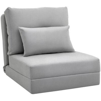 OEM Canapé-lit Convertible Avec 1 Place Et 1 Coussin À Housse Ajustable, Gris Clair - Publicité OEM Canapé-lit Convertible Avec 1 Place Et 1 Coussin À Housse Ajustable, Gris Clair - Publicité