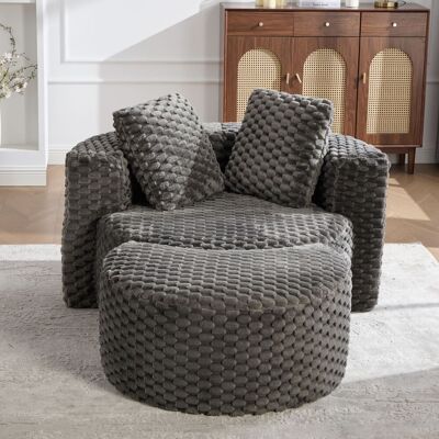 ACKERMAN Fauteuil Individuel Compressé Avec Pouf, Chaise-lit, Fauteuil Rond Oversized, Sans Montage Requis, Canapé Sans Ossature Pour Salon/chambre – Gris Foncé, Dimensions : 130×115×103 Cm - Publicité ACKERMAN Fauteuil Individuel Compressé Avec Pouf, Chaise-lit, Fauteuil Rond Oversized, Sans Montage Requis, Canapé Sans Ossature Pour Salon/chambre – Gris Foncé, Dimensions : 130×115×103 Cm - Publicité