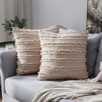 OEM Lot De 2 Housses De Coussins Mélangés Decoration Taie D'Oreiller Effrangée Protecteurs De Coussin Lin Decor Classic Pour Canapé Maison Chambre Salon 45 45 Cm Beige - Publicité OEM Lot De 2 Housses De Coussins Mélangés Decoration Taie D'Oreiller Effrangée Protecteurs De Coussin Lin Decor Classic Pour Canapé Maison Chambre Salon 45 45 Cm Beige - Publicité