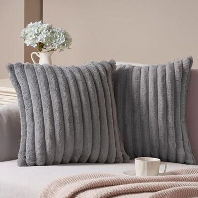 Bunthaus Lot De 2 Housses De Coussin En Velours Côtelé Gris, Moelleuses Et Douces, 40x40 Cm, Pour Canapé, Salon, Chambre, Lit. Publicité Bunthaus Lot De 2 Housses De Coussin En Velours Côtelé Gris, Moelleuses Et Douces, 40x40 Cm, Pour Canapé, Salon, Chambre, Lit. Publicité