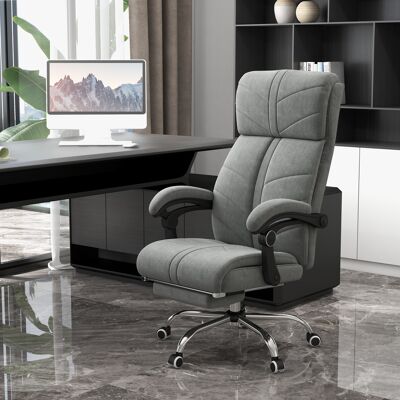 OEM Fauteuil De Bureau Massant Et Chauffant Inclinable Avec Repose-pieds Intégré Et 5 Roulettes, Gris - Publicité OEM Fauteuil De Bureau Massant Et Chauffant Inclinable Avec Repose-pieds Intégré Et 5 Roulettes, Gris - Publicité
