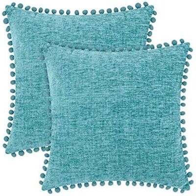 OEM Taies D'Oreiller 20x20 Pouces (paquet De 2), Taies D'Oreiller En Polaire Chenille Bleu-vert Avec Pompons, Couleur Unie Confortable, Convient Aux Coussins De Taille Standard. Publicité OEM Taies D'Oreiller 20x20 Pouces (paquet De 2), Taies D'Oreiller En Polaire Chenille Bleu-vert Avec Pompons, Couleur Unie Confortable, Convient Aux Coussins De Taille Standard. Publicité