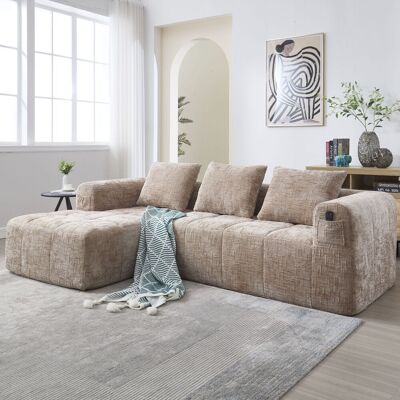 Redom Canapé D'Angle 3 Places Modulable, Sans Installation, Poches Latérales, Chenille Kaki - Publicité Redom Canapé D'Angle 3 Places Modulable, Sans Installation, Poches Latérales, Chenille Kaki - Publicité