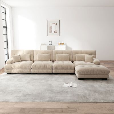 XISRENS Canapé D'Angle Modulable, Ensemble Canapé En L Pour Salon, Canapé Nuage Confortable 4 Places Avec Pouf Amovible, Combinaison À Composer Soi-même, Chenille, Marron Clair Wl - Publicité XISRENS Canapé D'Angle Modulable, Ensemble Canapé En L Pour Salon, Canapé Nuage Confortable 4 Places Avec Pouf Amovible, Combinaison À Composer Soi-même, Chenille, Marron Clair Wl - Publicité