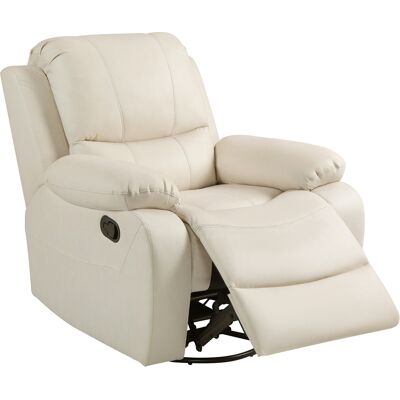 OEM Fauteuil Inclinable Pivotant, Dossier Et Repose-pieds Réglables, Supporte Jusqu'à 150 Kg, Structure En Acier, 93 X 100 X 98 Cm, Blanc Crème - Publicité OEM Fauteuil Inclinable Pivotant, Dossier Et Repose-pieds Réglables, Supporte Jusqu'à 150 Kg, Structure En Acier, 93 X 100 X 98 Cm, Blanc Crème - Publicité
