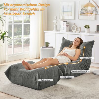 ARRIGONI Canapé Paresseux Avec Dossier Et Repose-pieds, Fauteuil Relax, Pouf De Sol En Peluche Teddy Douce, Confortable Canapé De Sol Individuel Pour Salon, Chambre, Bureau Et Appartement, Gris - Publicité ARRIGONI Canapé Paresseux Avec Dossier Et Repose-pieds, Fauteuil Relax, Pouf De Sol En Peluche Teddy Douce, Confortable Canapé De Sol Individuel Pour Salon, Chambre, Bureau Et Appartement, Gris - Publicité