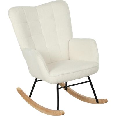 OEM Fauteuil À Bascule En Tissu Polaire Avec Accoudoirs, Fauteuil Ergonomique Avec Patins En Bois, Pour Salon, Chambre, Blanc - Publicité OEM Fauteuil À Bascule En Tissu Polaire Avec Accoudoirs, Fauteuil Ergonomique Avec Patins En Bois, Pour Salon, Chambre, Blanc - Publicité