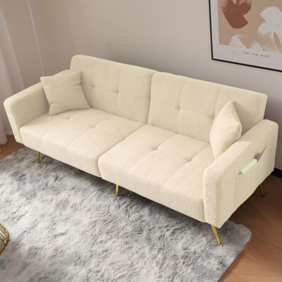 XISRENS Canapé-lit 1/2 (produit Incomplet) Avec Inclinaison Réglable, Pieds Dorés, Coussins Et Poches De Rangement Latérales - Publicité XISRENS Canapé-lit 1/2 (produit Incomplet) Avec Inclinaison Réglable, Pieds Dorés, Coussins Et Poches De Rangement Latérales - Publicité