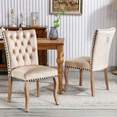 ACKERMAN Chaise De Salle À Manger (chaise De Cuisine/salon Avec Heurtoir Unique Au Dossier, Lot De 2), Fauteuil Capitonné À Clous, Pieds En Bois Massif, Revêtement Velours, Camel Clair - Publicité ACKERMAN Chaise De Salle À Manger (chaise De Cuisine/salon Avec Heurtoir Unique Au Dossier, Lot De 2), Fauteuil Capitonné À Clous, Pieds En Bois Massif, Revêtement Velours, Camel Clair - Publicité