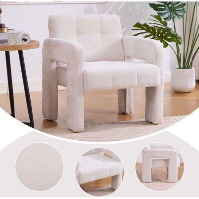 ACKERMAN Modern Minimalist Casual Single Armchair Living Room, Bedroom, Office Area Upholstered Chair Comfortable Padded Armchair Nordic Style Casual Seating(beige Chenille) - Publicité ACKERMAN Modern Minimalist Casual Single Armchair Living Room, Bedroom, Office Area Upholstered Chair Comfortable Padded Armchair Nordic Style Casual Seating(beige Chenille) - Publicité