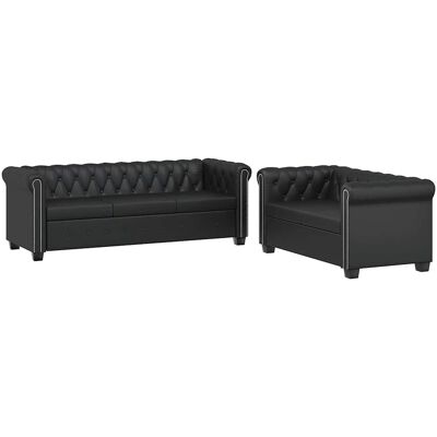 DESIGN IN Canapé Sofa Chesterfield À 2 Places Et À 3 Places Noir - Publicité DESIGN IN Canapé Sofa Chesterfield À 2 Places Et À 3 Places Noir - Publicité