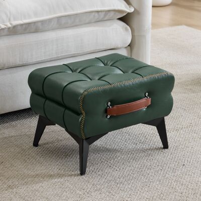 ALLAUVE Pouf Vert En Cuir Avec Piètement Métallique, Tabouret Polyvalent Pour Chaussage, Parfait Pour Séjour Et Chambre. Design Épuré, S’harmonise Avec Toute Décoration. Publicité ALLAUVE Pouf Vert En Cuir Avec Piètement Métallique, Tabouret Polyvalent Pour Chaussage, Parfait Pour Séjour Et Chambre. Design Épuré, S’harmonise Avec Toute Décoration. Publicité