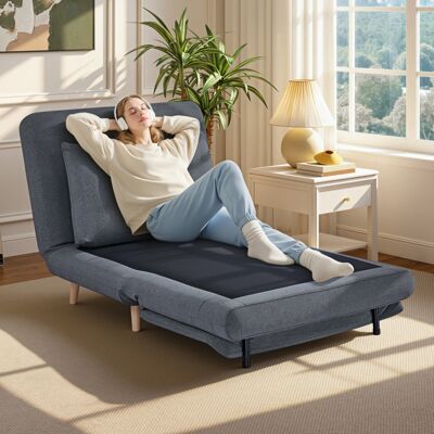 ALLAUVE Fauteuil-lit Gris Inclinable 3 En 1, Dossier Ajustable, Coussin Intégré, Piètement Hêtre - Publicité ALLAUVE Fauteuil-lit Gris Inclinable 3 En 1, Dossier Ajustable, Coussin Intégré, Piètement Hêtre - Publicité