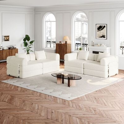 ACKERMAN Canapé-lit 2 En 1 En Chenille Avec Compartiment De Rangement Dans L'Accoudoir, Trois Cadres Métalliques Et De Multiples Options De Configuration. Publicité ACKERMAN Canapé-lit 2 En 1 En Chenille Avec Compartiment De Rangement Dans L'Accoudoir, Trois Cadres Métalliques Et De Multiples Options De Configuration. Publicité