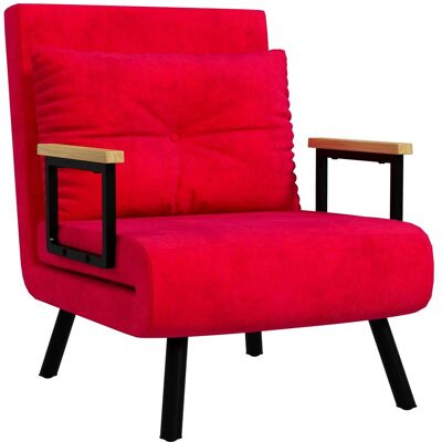 OEM Canapé-lit 4 En 1, Fauteuil Pliant Avec Dossier Réglable 5 Positions, Canapé-lit Avec Coussin, Assise Rembourrée, Velours, Pour La Maison Et Le Bureau, 63 X 73 X 81 Cm, Rouge - Publicité OEM Canapé-lit 4 En 1, Fauteuil Pliant Avec Dossier Réglable 5 Positions, Canapé-lit Avec Coussin, Assise Rembourrée, Velours, Pour La Maison Et Le Bureau, 63 X 73 X 81 Cm, Rouge - Publicité