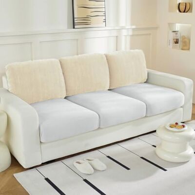OEM Housse De Coussin De Dossier En Chenille Super Élastique, Adaptée Aux Canapés Trois Places, Beige (ensemble De 3 Pièces), Compatible Avec Les Canapés Standards. Publicité OEM Housse De Coussin De Dossier En Chenille Super Élastique, Adaptée Aux Canapés Trois Places, Beige (ensemble De 3 Pièces), Compatible Avec Les Canapés Standards. Publicité