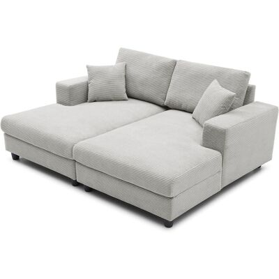 MENZZO Duo De Méridiennes Fabien Combinables En Canapé Profond Velours Côtelé Gris Clair - Publicité MENZZO Duo De Méridiennes Fabien Combinables En Canapé Profond Velours Côtelé Gris Clair - Publicité