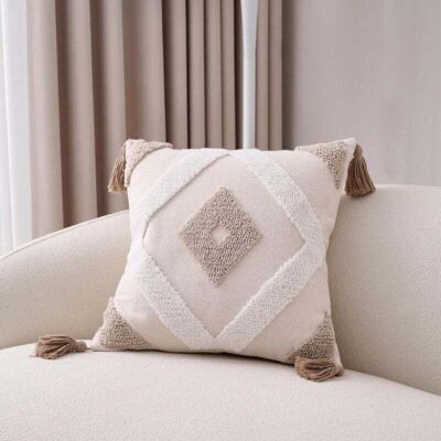 STAKMANN Housse De Coussin Bohème Décorative En Coton Et Lin Avec Pompon Pour Canapé Salon Chambre 45x45 Cm - Publicité STAKMANN Housse De Coussin Bohème Décorative En Coton Et Lin Avec Pompon Pour Canapé Salon Chambre 45x45 Cm - Publicité