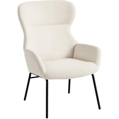 OEM Fauteuil Moderne Capitonné De Style Oreilles, Dossier Haut, Rembourrage Épais, Pieds En Acier, Blanc Crème - Publicité OEM Fauteuil Moderne Capitonné De Style Oreilles, Dossier Haut, Rembourrage Épais, Pieds En Acier, Blanc Crème - Publicité