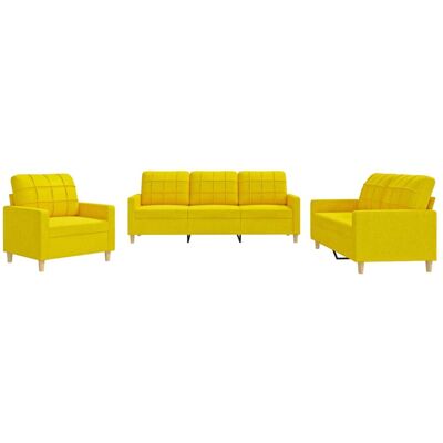 Maison Exclusive - Ensemble De Canapés 3 Pcs Avec Coussins Jaune Clair Tissu - Publicité Maison Exclusive - Ensemble De Canapés 3 Pcs Avec Coussins Jaune Clair Tissu - Publicité