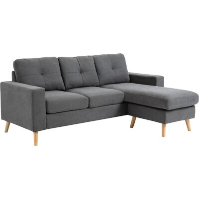 ACKERMAN Canapé D'Angle Homcom En L, Canapé D'Angle Gris Avec Méridienne Effet Lin Pour 3 Personnes 93x136x85 Cm, Idéal Pour Salon - Publicité ACKERMAN Canapé D'Angle Homcom En L, Canapé D'Angle Gris Avec Méridienne Effet Lin Pour 3 Personnes 93x136x85 Cm, Idéal Pour Salon - Publicité