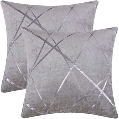 FOGSHIELD Zolginah Gris Argenté Housse De Coussin En Velours Chenille Argent Strie Décoration Taie D'Oreiller Pour Salon Canapé Chambre 50x50cm Lot De 2 - Publicité FOGSHIELD Zolginah Gris Argenté Housse De Coussin En Velours Chenille Argent Strie Décoration Taie D'Oreiller Pour Salon Canapé Chambre 50x50cm Lot De 2 - Publicité