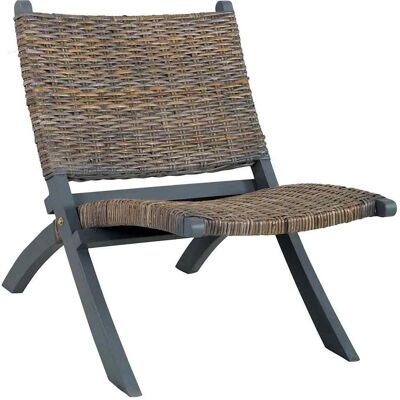 Maison Exclusive - Chaise De Relaxation Rotin Kubu Naturel Et Bois D'Acajou Massif - Publicité Maison Exclusive - Chaise De Relaxation Rotin Kubu Naturel Et Bois D'Acajou Massif - Publicité
