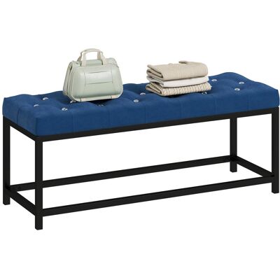 OEM Banc Capitonné En Velours Bleu Foncé, À Placer Au Pied Du Lit. Idéal Pour La Chambre, Le Couloir Ou Le Salon. Publicité OEM Banc Capitonné En Velours Bleu Foncé, À Placer Au Pied Du Lit. Idéal Pour La Chambre, Le Couloir Ou Le Salon. Publicité