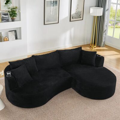 SANS MARQUE Canapé D’angle Droit- 3 Places-avec Accoudoirs À Porte-gobelets- Tissu Chenille Doux- Coussins Inclus-noir - Publicité SANS MARQUE Canapé D’angle Droit- 3 Places-avec Accoudoirs À Porte-gobelets- Tissu Chenille Doux- Coussins Inclus-noir - Publicité