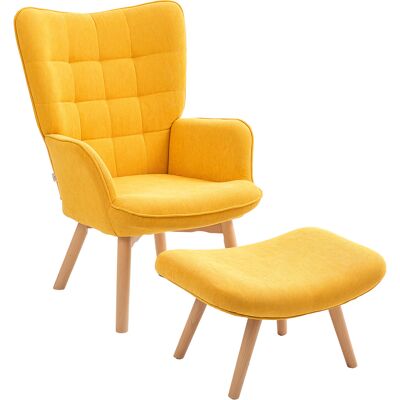 ACKERMAN Fauteuil Club Avec Repose-pieds, Fauteuil Relax, Fauteuil Capitonné Aspect Cordeau, Fauteuil Lounge, Fauteuil À Accoudoirs Avec Pieds En Bois, Fauteuil Tv Pour Salon, Orange - Publicité ACKERMAN Fauteuil Club Avec Repose-pieds, Fauteuil Relax, Fauteuil Capitonné Aspect Cordeau, Fauteuil Lounge, Fauteuil À Accoudoirs Avec Pieds En Bois, Fauteuil Tv Pour Salon, Orange - Publicité