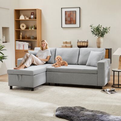 ACKERMAN Canapé-lit Avec Fonction Couchage, Canapé En L, Canapé Méridienne Avec Rangement, Avec Rangement En Poches, Canapé-lit De Salon, Méridienne Interchangeable Gauche Et Droite. [ancien Sku : N653p3459606 - Publicité ACKERMAN Canapé-lit Avec Fonction Couchage, Canapé En L, Canapé Méridienne Avec Rangement, Avec Rangement En Poches, Canapé-lit De Salon, Méridienne Interchangeable Gauche Et Droite. [ancien Sku : N653p3459606 - Publicité
