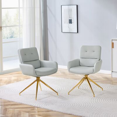 ALLAUVE Lot De 2 Fauteuils Pivotants De Luxe, Gris Chaud En Pu, Pieds Dorés En Métal, Rotation 360° Silencieuse, Ensemble Pour Salle À Manger Ou Relaxation. Publicité ALLAUVE Lot De 2 Fauteuils Pivotants De Luxe, Gris Chaud En Pu, Pieds Dorés En Métal, Rotation 360° Silencieuse, Ensemble Pour Salle À Manger Ou Relaxation. Publicité