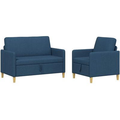 Canapé Avec Rangement 2 Pcs Bleu Polyester Vidaxl - Publicité Canapé Avec Rangement 2 Pcs Bleu Polyester Vidaxl - Publicité