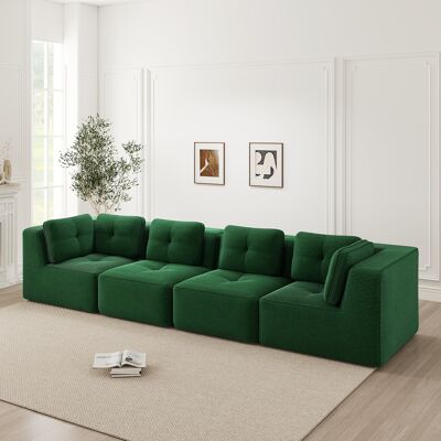 ACKERMAN Canapé De Salon Modulaire Sans Ossature, Canapé 4 Places Confortable Avec Assise Profonde Et Coussins Moelleux Et Revêtement En Tissu Cord, Aucun Montage Requis, Design Antidérapant, Vert - Publicité ACKERMAN Canapé De Salon Modulaire Sans Ossature, Canapé 4 Places Confortable Avec Assise Profonde Et Coussins Moelleux Et Revêtement En Tissu Cord, Aucun Montage Requis, Design Antidérapant, Vert - Publicité